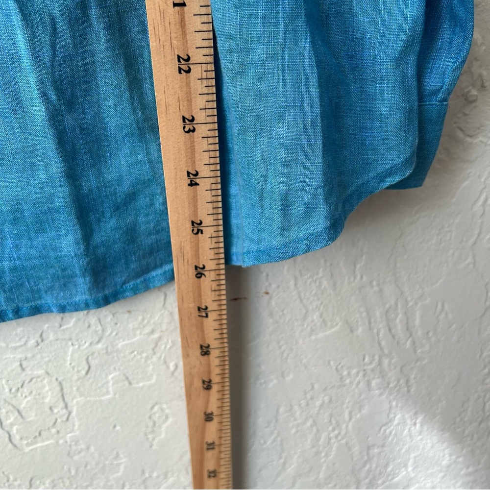 J. Jill Love Linen Tunic Henley Shirt Chambray Coastal Beach Resortwear - Picture 7 of 9